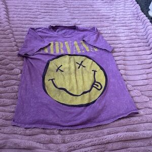 NIRVANA Purple Tee with Yellow Smiley